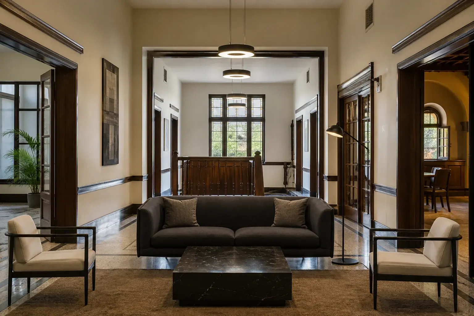 Imaginary Nairobi heritage interior after a carefully managed refurbishment